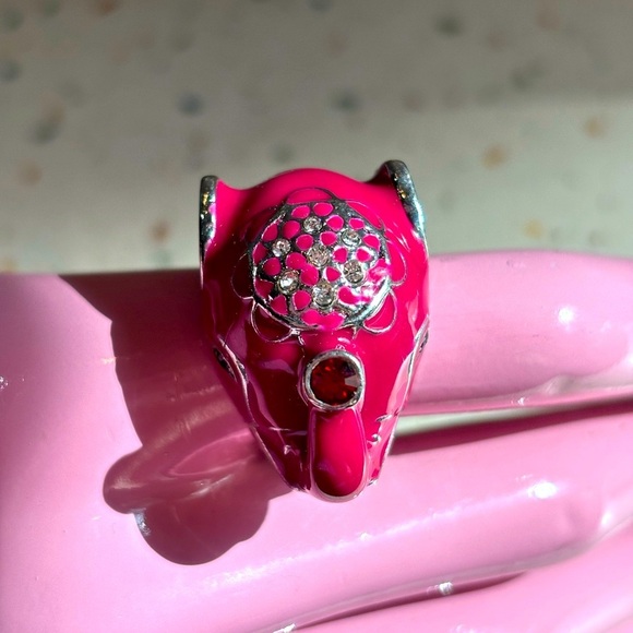 Pink Elephant Ring with Stretch Comfort Band - Picture 5 of 10